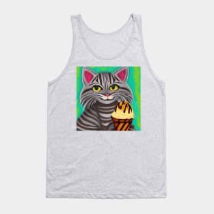 my happy cut cat love ice cream Tank Top